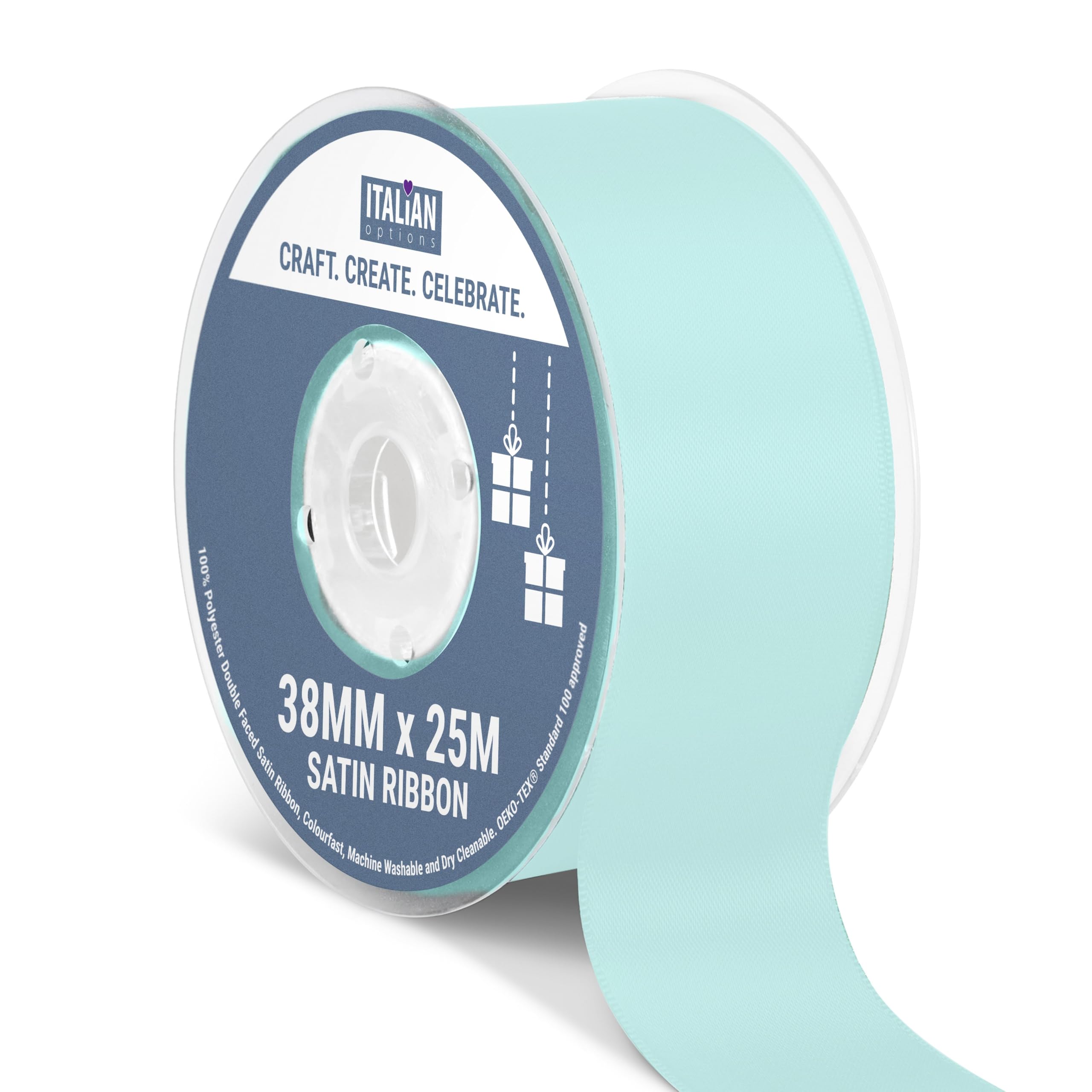 Italian Options Satin Ribbon, Fabric Ribbons for Gift Wrapping, Crafting, Balloons, Wedding Car, Presents, Cake, Christmas, Birthday, Gift Wrap Accessories, 10mm Wide x 25 Metre Roll, Lemon — view 270