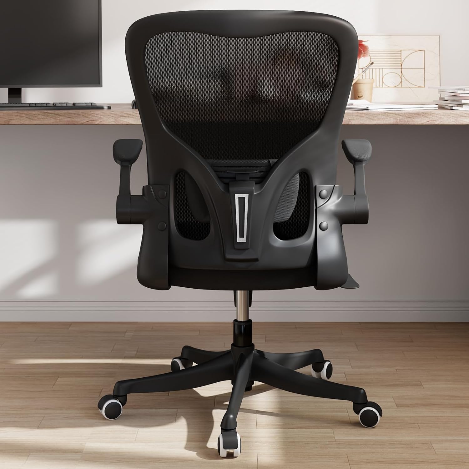 Monhey Ergonomic Office Chair with Lumbar Support, Adjustable Height, 2D Flip-up Arms, Breathable Black Mesh, Comfortable Desk Chair Chair for Home, Office, Study & Gaming - Image 8