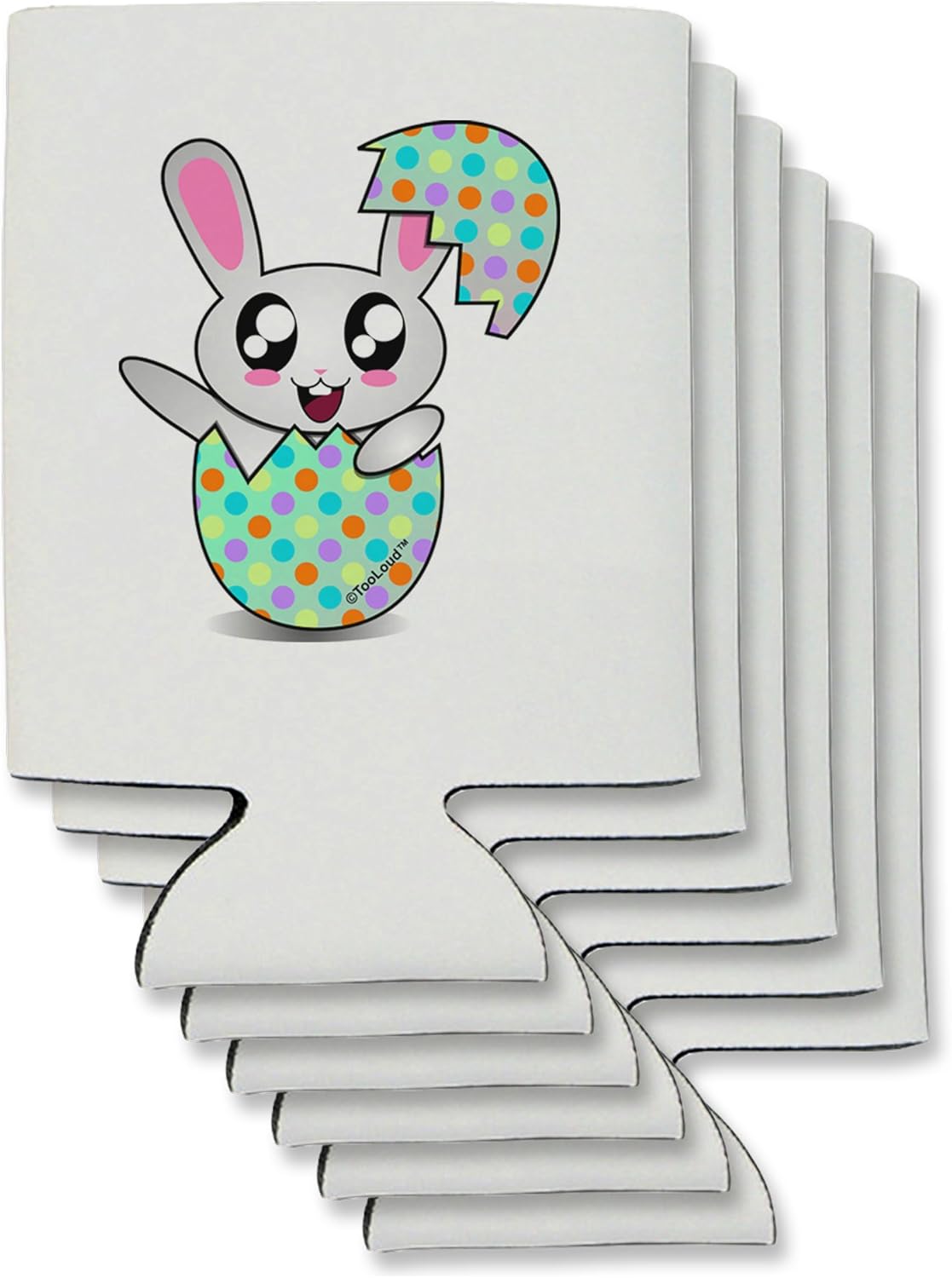 TooLoud Bunny Hatching From Egg Can/Bottle Insulator Coolers - 6 Pieces