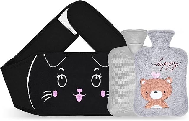 Wearable Hot Water Bottle Warm PVC Hot Water Bottle Pouch with Soft Plush Hand Waist Warmer Cover