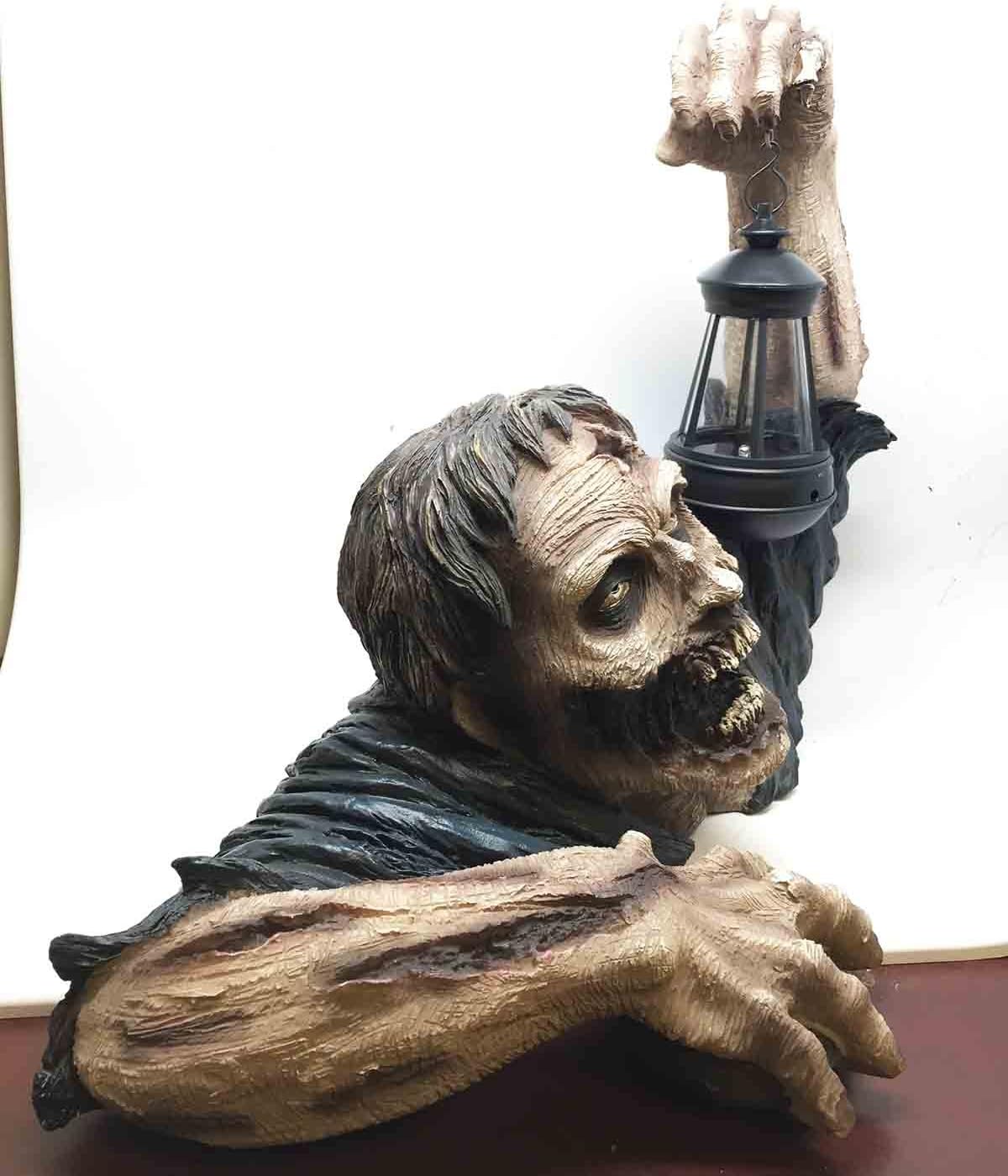 Ebros Large Head Shot Zombie Crawling Out Of Grave Solar LED Lantern Figurine "Dead Rising" 18.5 Inch Long
