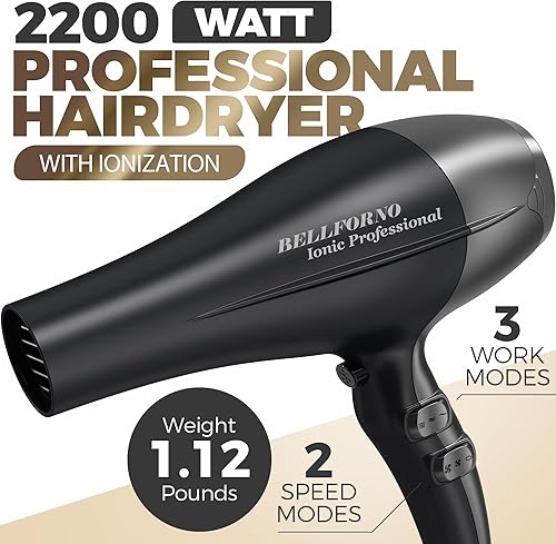 Miniatura 4 de Secador de pelo de cerámica iónica negativa de secado rápido de 2200 W Tecnología de turmalina - Secador de pelo profesional ligero y silencioso con