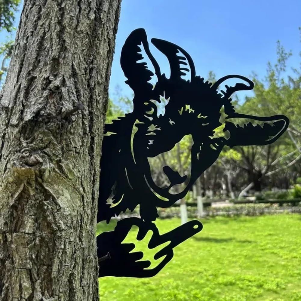 Peeping Middle Finger Animal Metal Sign, Squirrel Flipping off Bigfoot Yard Art Decor, Peaking Animal Wall Art Ornament Corner Tree Fence Farmhouse Outdoor Garden Decoration(Peeping Bigfoot,16IN)