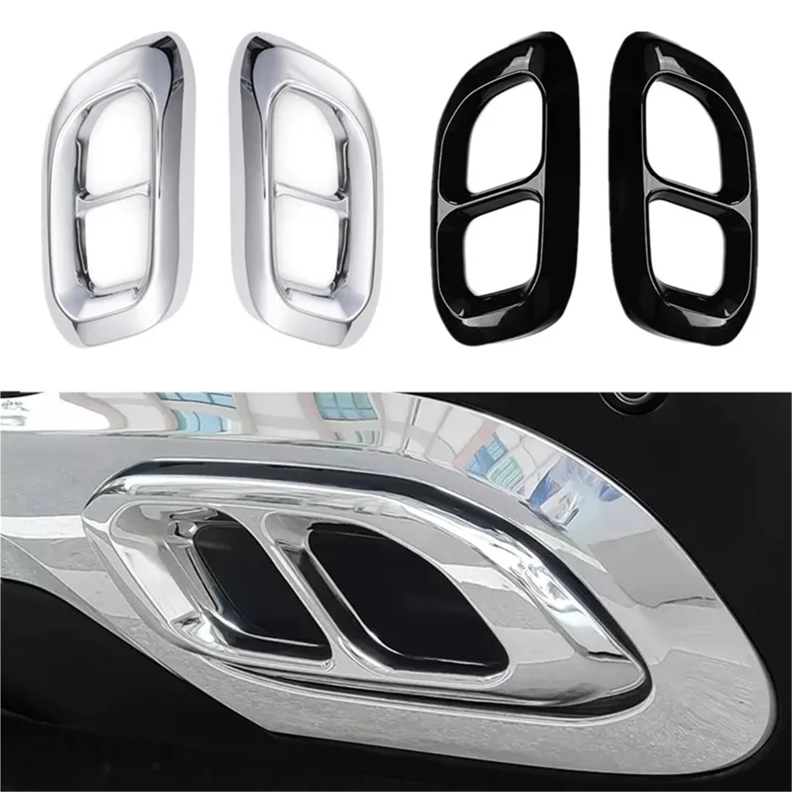 2 Sztuk ABS Samochodowa Wkładka Do Gardła Rura Wydechowa Pokrywa Układu Wydechowego Rura Wydechowa Kompatybilny Z GLC GLE GLS W167 W253 Akcesoria(Black)