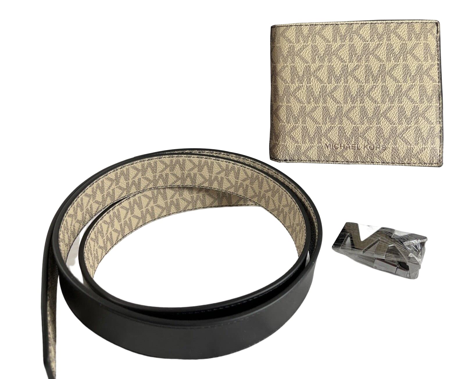 Mens Logo Belt and Billfold 3 in 1 Wallet Gift Box Set