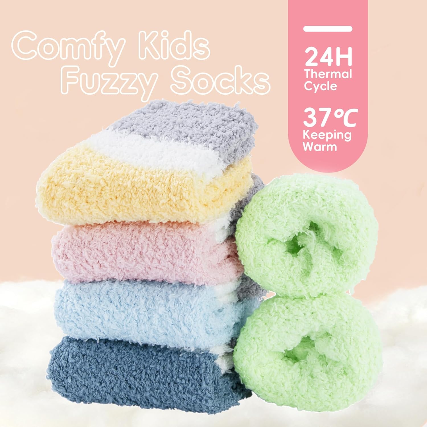 Zando Kids Fuzzy Socks Girls Boys Toddler Slipper Socks Baby Christmas Soft Warm Winter Cozy Fluffy Cabin Socks Indoor - Image 3