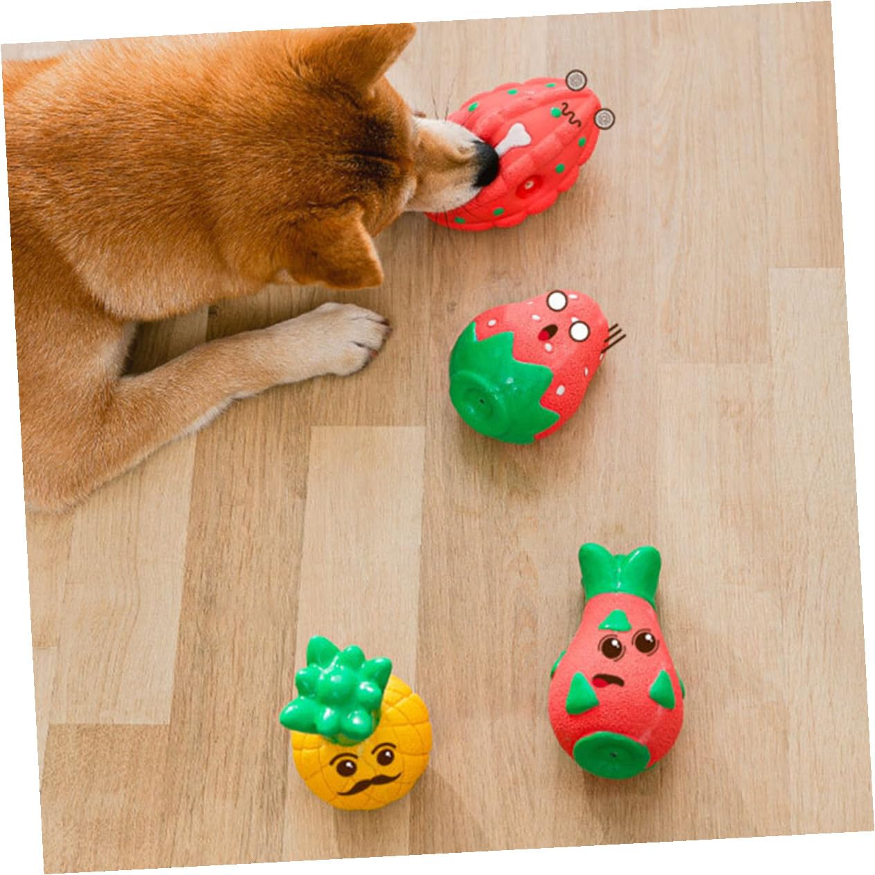 FRCOLOR 5stücke Interaktives Gummispielzeug Für Hunde Lustiges Obst-kauspielzeug Für Welpen Und Kleine Hunde Strapazierfähig Und Geräuschlos Fördert Die Zahnpflege Und Sorgt Für