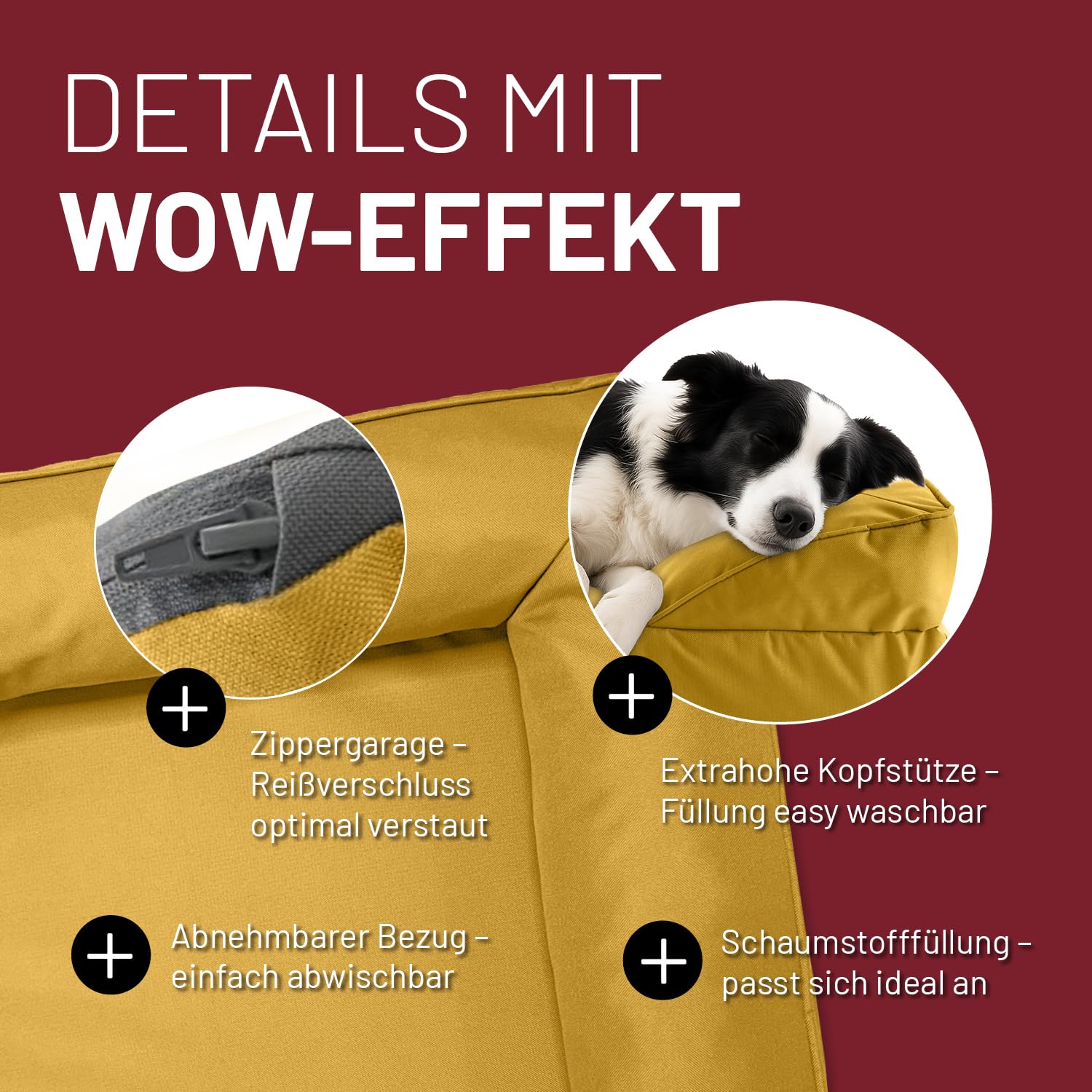 Lumaland orthopädisches Hundebett Outdoor & Indoor | ergonomisches Hundesofa 90x65 cm - ideal für mittelgroße Hunde | Boden rutschfest | Füllung und Bezug waschbar | Hundekörbchen wasserfest