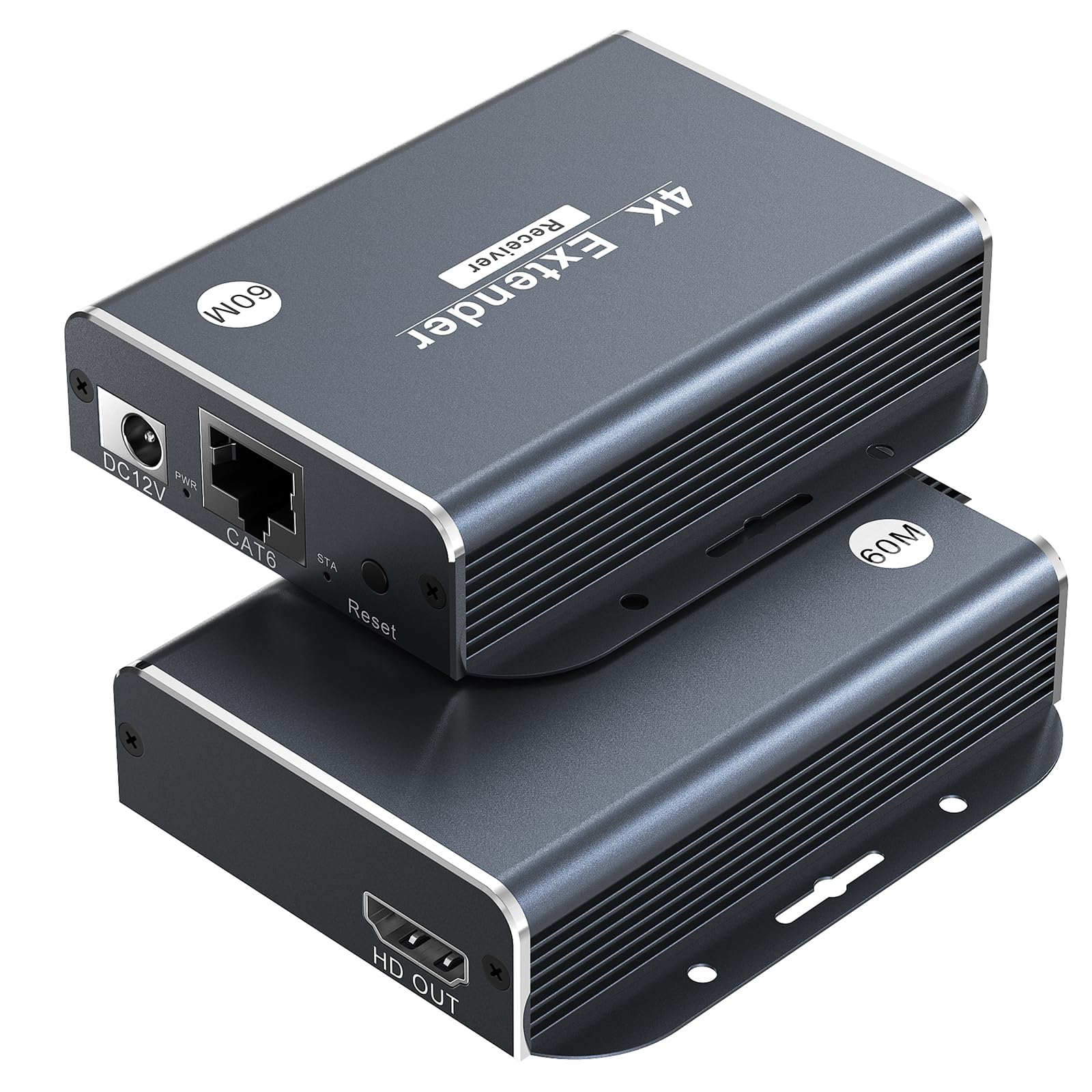 4K HDMI Extender Over Ethernet Extendeur sur CAT5e/CAT6/CAT7, 4K@60Hz Up to 196ft(60m), EDID and POC Fonction Support