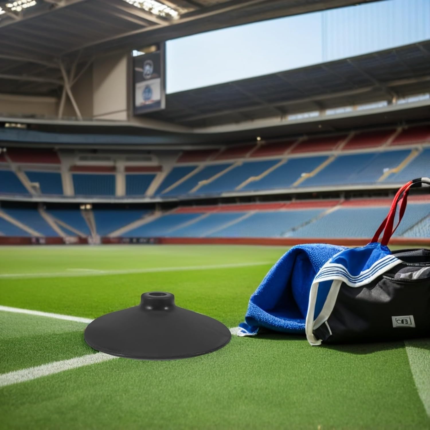 Beavorty Training Pole Support 8.3 Inch Rubber Weighted Base 1kg Black | Agility Base Holder for Football Practice, Portable Nonskid Design, Suitable for Basketball Pole Indoor Use