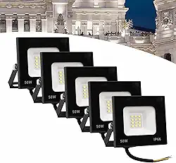 Kit 5 Refletor Led 50w Holofote Bivolt Prova Dágua Frio