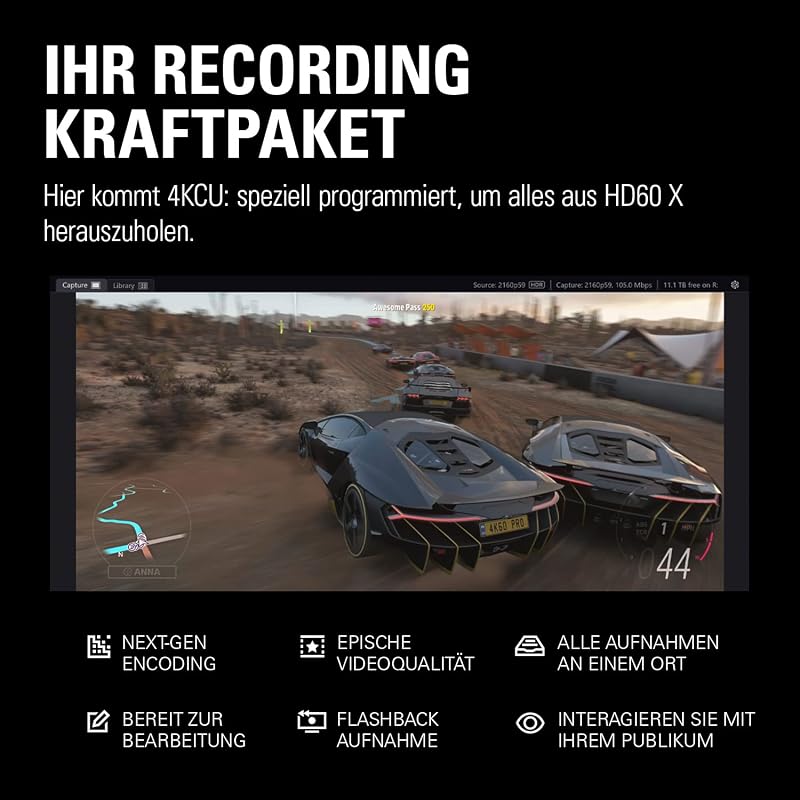 Elgato HD60 X Videó Rögzítő - 1080p60 HDR10/4K30 Streaming Alacsony Késleltetéssel PS5, Xbox Series, PC és Mac Eszközökhöz, OBS Kompatibilis