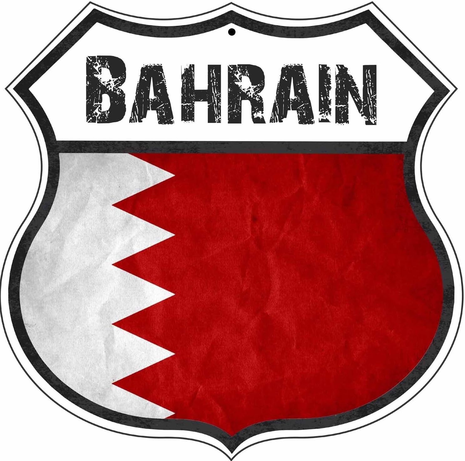 Bahrain Country Flag Novelty Highway Shield Metal Sign