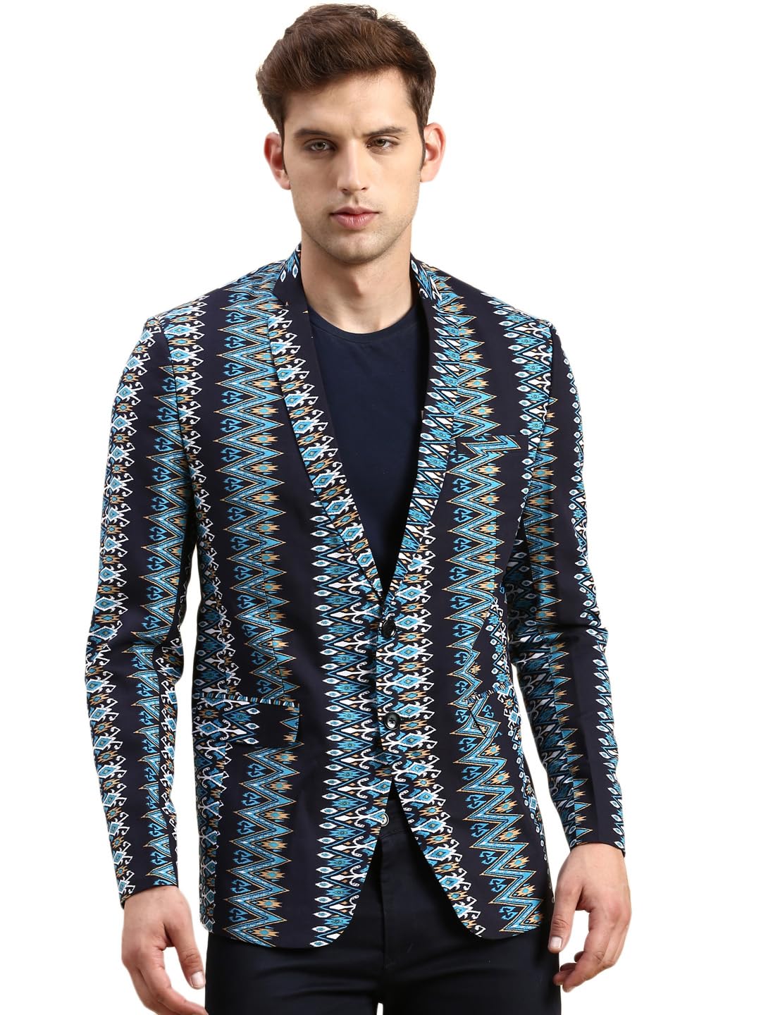 showoffff Men Printed Single Breasted Casual Blazer | Notched Lapel Full Sleeves Cotton Blazer for Mens | Slim Fit Regular Length Blazer for Men's-picture-22