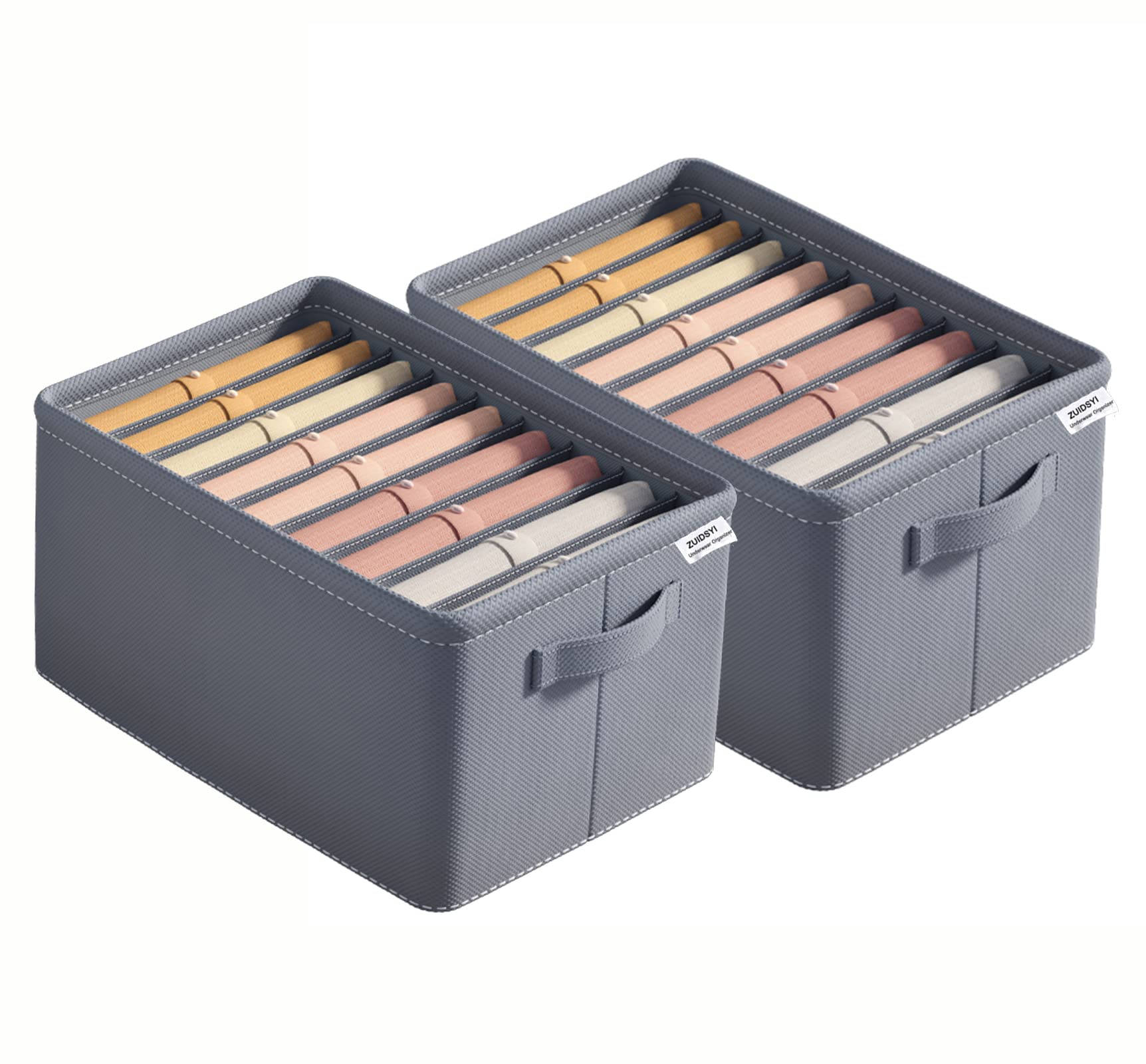 ZUIDSYI Wardrobe Clothes Organizer for Jeans, Foldable Drawer Organizers for Clothing, Fabric Closet Organizers and Storage Box, Drawer Dividers for Clothes, Underwear, Dress, Sweater, Large, 2 Pack