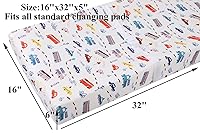 Vista 3 de Juego de 3 fundas para cambiador, tejido de punto ultra suave para bebés, niños y niñas, cohete satélite/coche/autobús