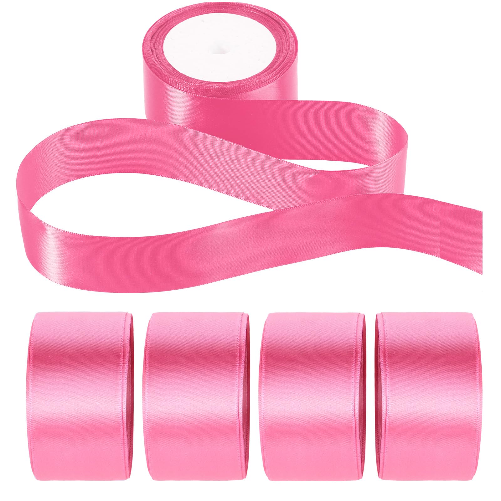 Giegxin Rollos de cinta de satén de regalo a granel de 40 yardas, cinta de tela sólida colorida para envolver ramos, lazos para el pelo, boda, baby shower, decoración de fiesta de cumpleaños (rosa