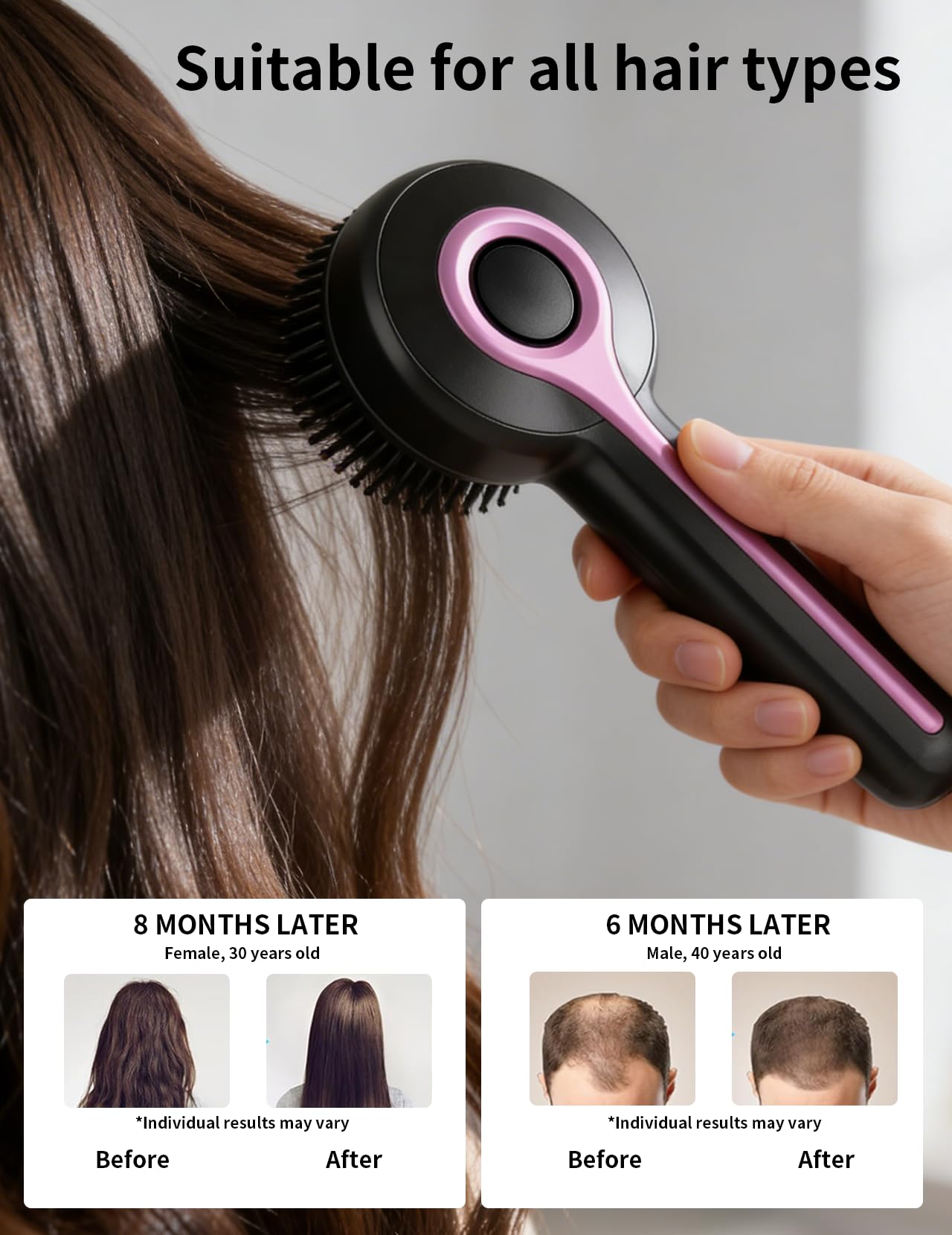 Kopfmassagegerät, 2 in 1 Kopfhaut Massagebürste Elektrisch mit Haaröl-Applikator, Rotlicht Kopfmassage Bürste Elektrisch, 3 Modi zur Massage und Kopfhautpflege (Schwarz)