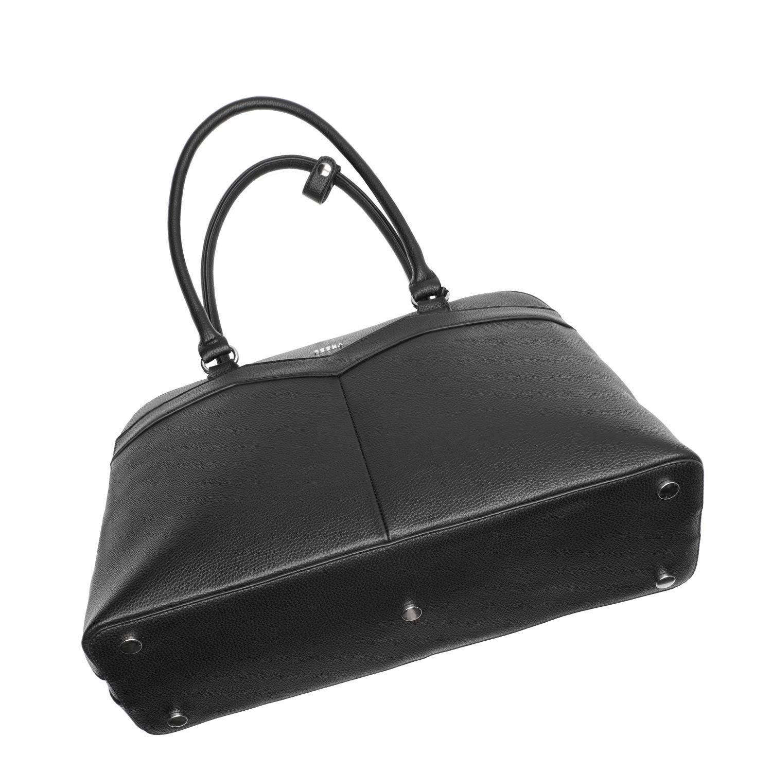 Socha Laptoptasche Damen/Businesstasche Frauen/Notebooktasche mit Tragegurt - Elegant - Extra leichte Synthetik - Couture V Black - 15.6 Zoll Schwarz