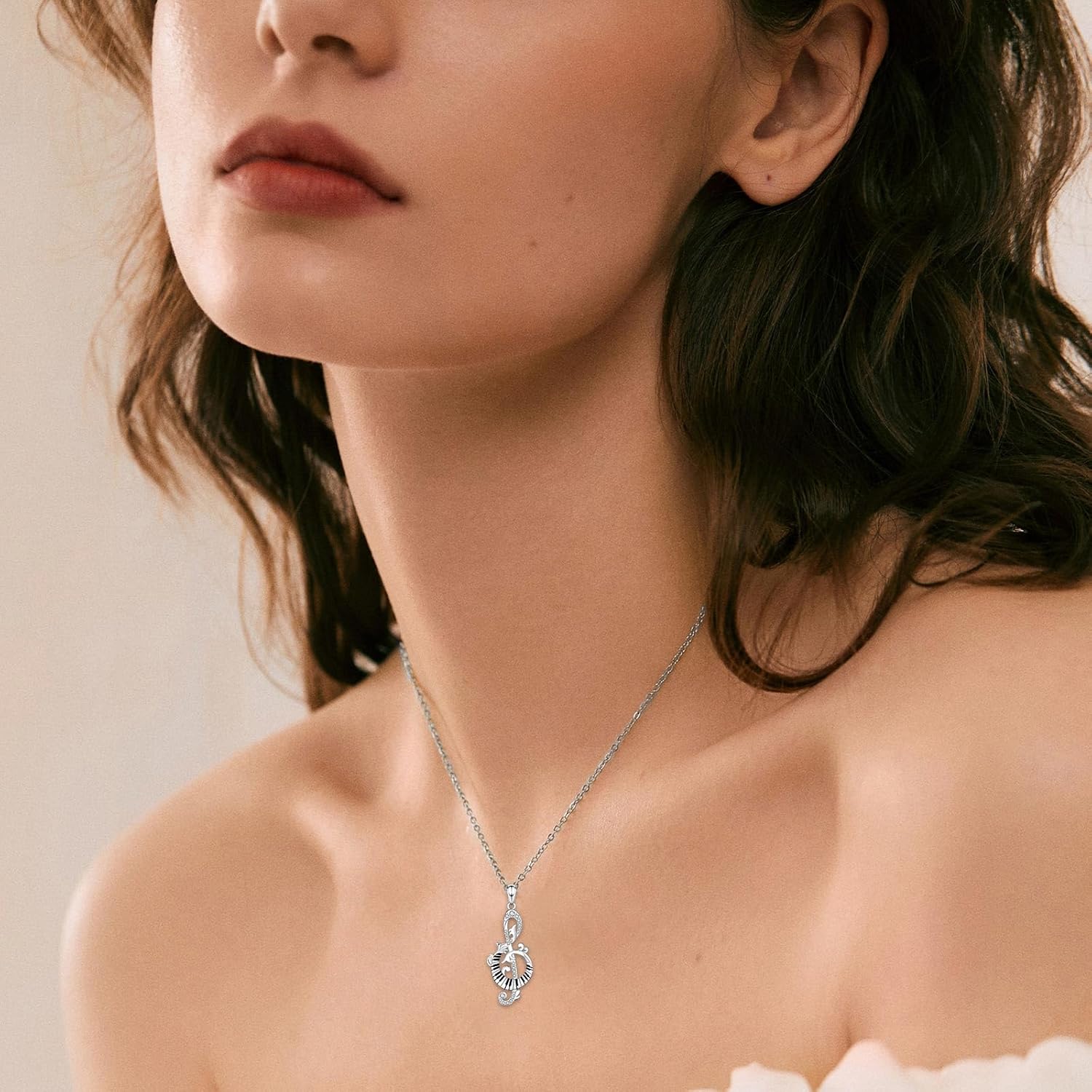 Music Note Necklace for Women: 925 Sterling Silver Piano Pendant Dainty Musical Jewelry for Music Lovers Pianist Singer Teacher Valentines Day Christmas Gift - Image 4