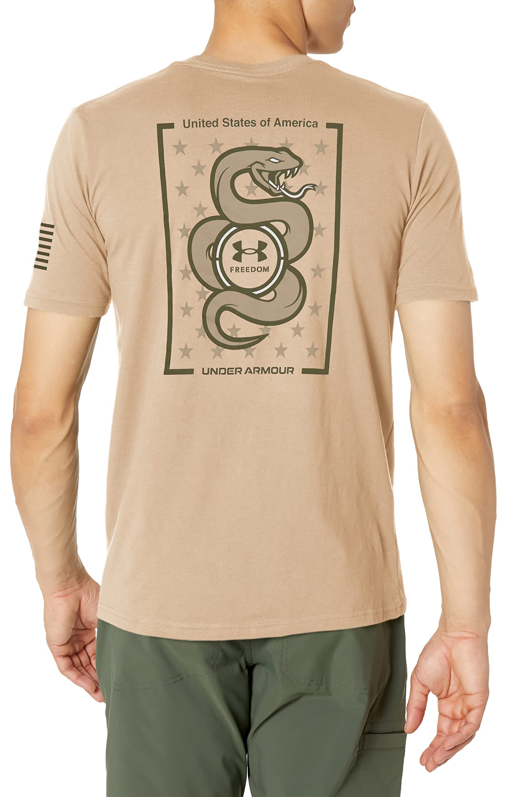 Under Armour Men's Tactical Mission Made T-Shirt, (290) Desert Sand / / Marine OD Green, X-Large