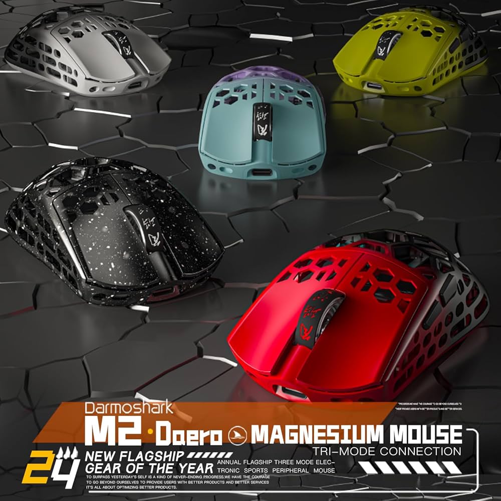 Darmoshark M2 Liga de magnésio Wireless Gaming Mouse, Tri-Mode 4K