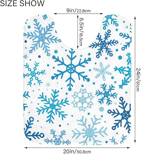 Miniatura 4 de Alfombras de baño azules de copo de nieve de Navidad, alfombra de baño suave y absorbente, alfombras de baño lavables para piso de baño, alfombra de