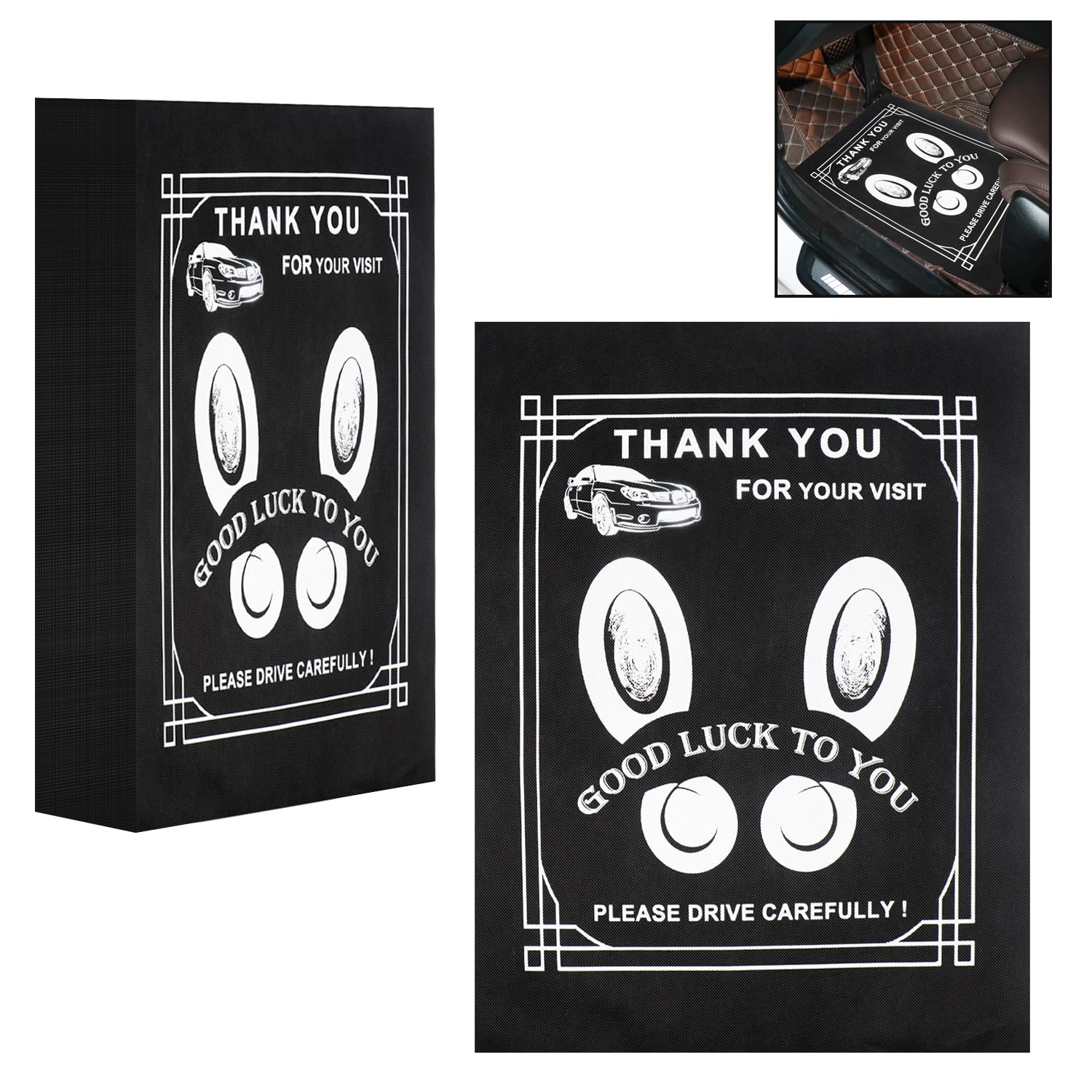 RUENXG 50-Pack Black Disposable Car Floor Mats 19 6x15 7 Inch Heavy-Duty Automotive Protectors for Car Wash Detailing — view 4