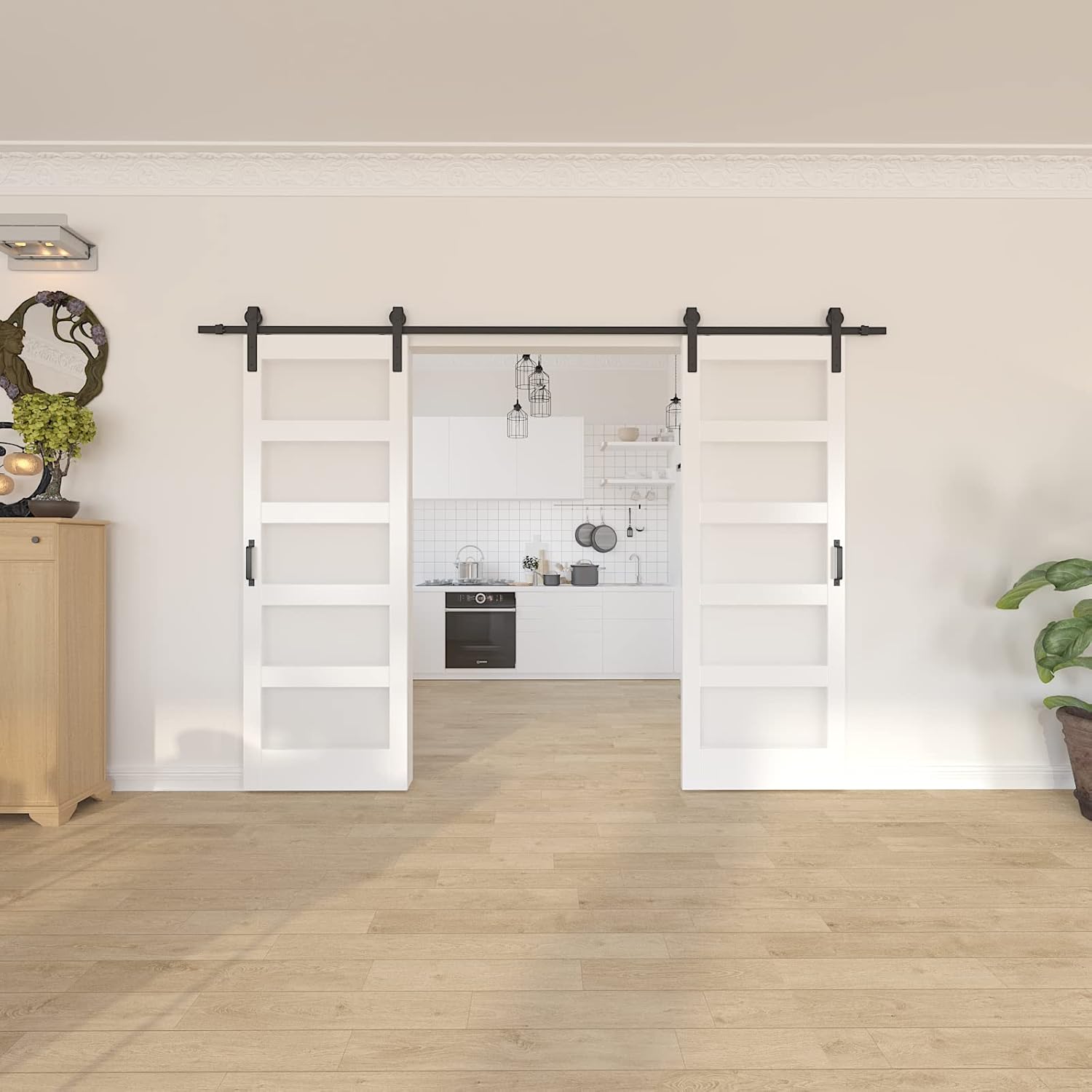 Buy ARKHJEM Double Barn Door ,30''x84'' Frosted Glass Barn Door x 2