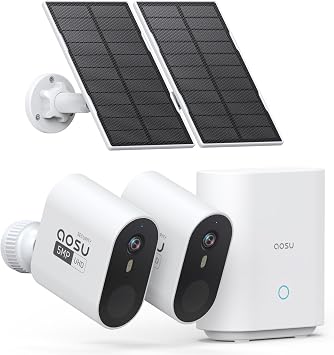 aosu 3K/5MP Solar Security Cameras Wireless Outdoor System, 2-Cam-Kit