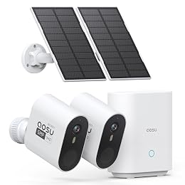 aosu 3K/5MP Solar Security Cameras Wireless Outdoor Home Surveillance System, 166° Ultra-Wide-Angle, HD Color Night Vision, Spotlight & Siren Alarm, Motion Alert, No Subscription Required, 2-Cam-Kit