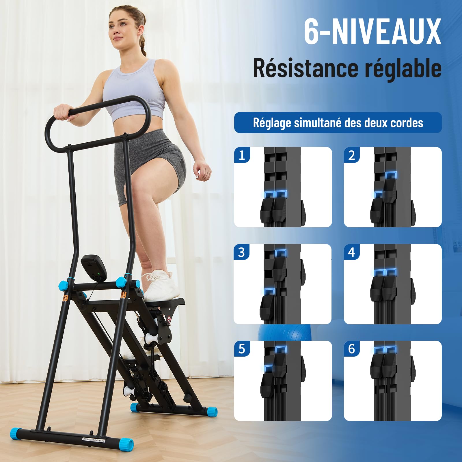 HXD-ERGO Stepper d’Escalier Pliable Fitness 2026, Appareil Cardio Maison Professionnel avec Guidon Réglable, Écran LCD, Machine d’Entraînement Complet du Corps Compacte