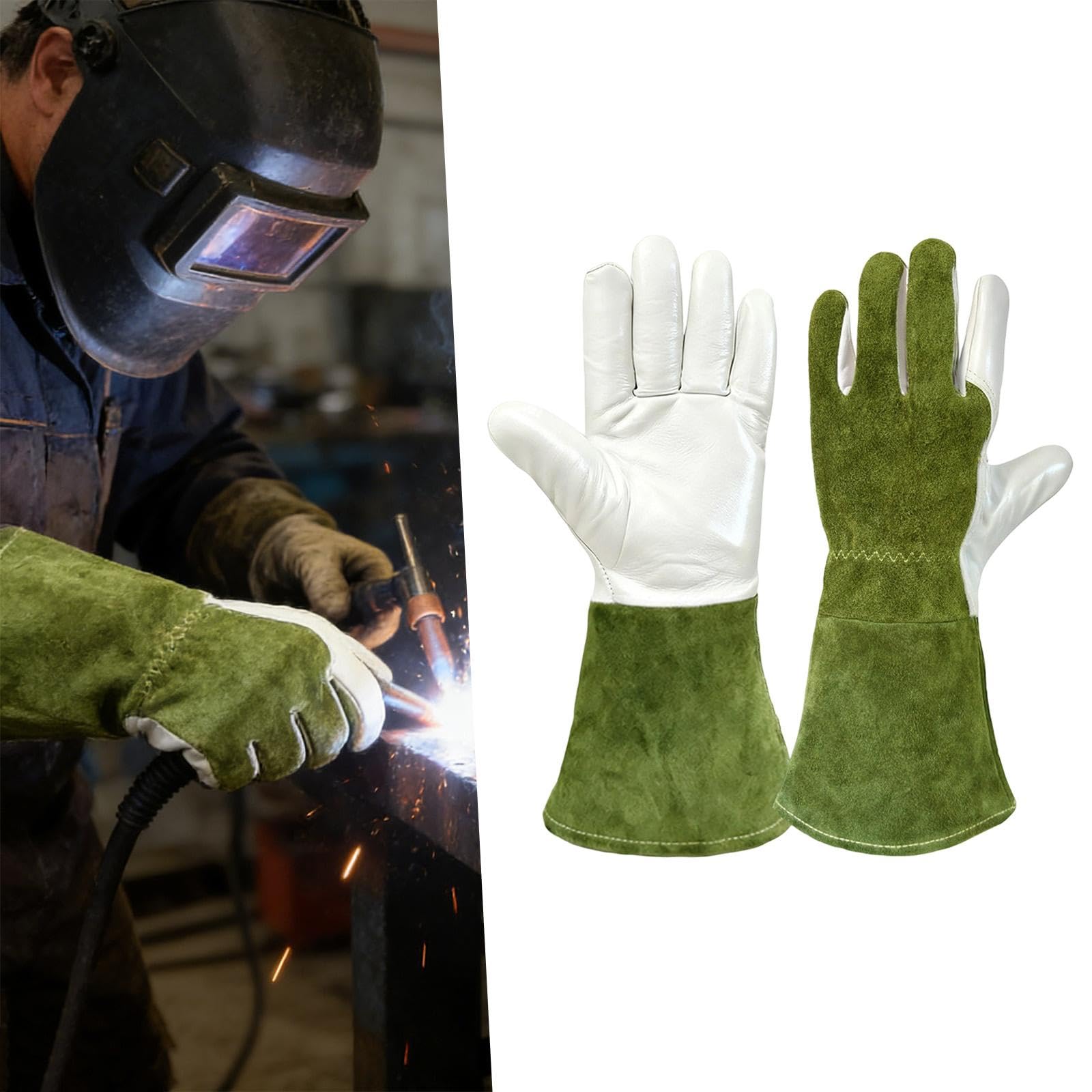Guantes Largos Guantes Resistentes a Pinchazos Guantes Protectores para Forearm Guantes de Jardinería Hechos de Cuero Sintético para Manipulació, L