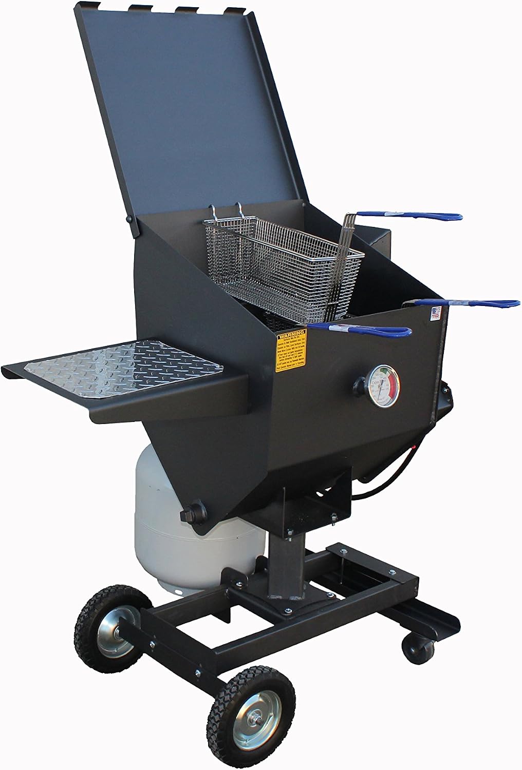 R&V WORKS 40" Tall Carbon Steel Material FF3 8 1/2 Gallon 3 Basket Fryer