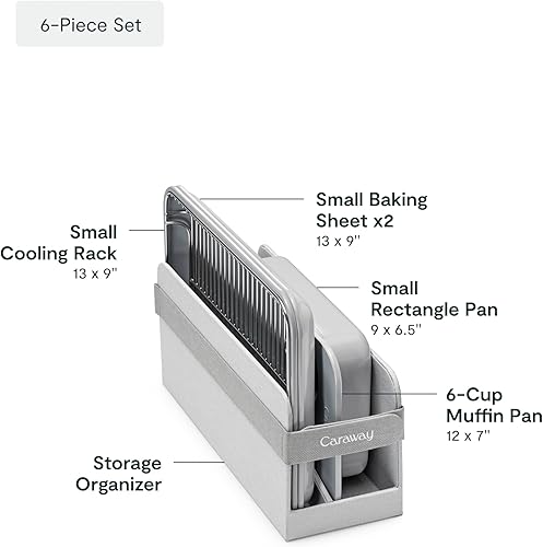 Miniatura 3 de Caraway Juego de mini utensilios para hornear, revestimiento de cerámica naturalmente antiadherente, no tóxico, juego de moldes compactos para