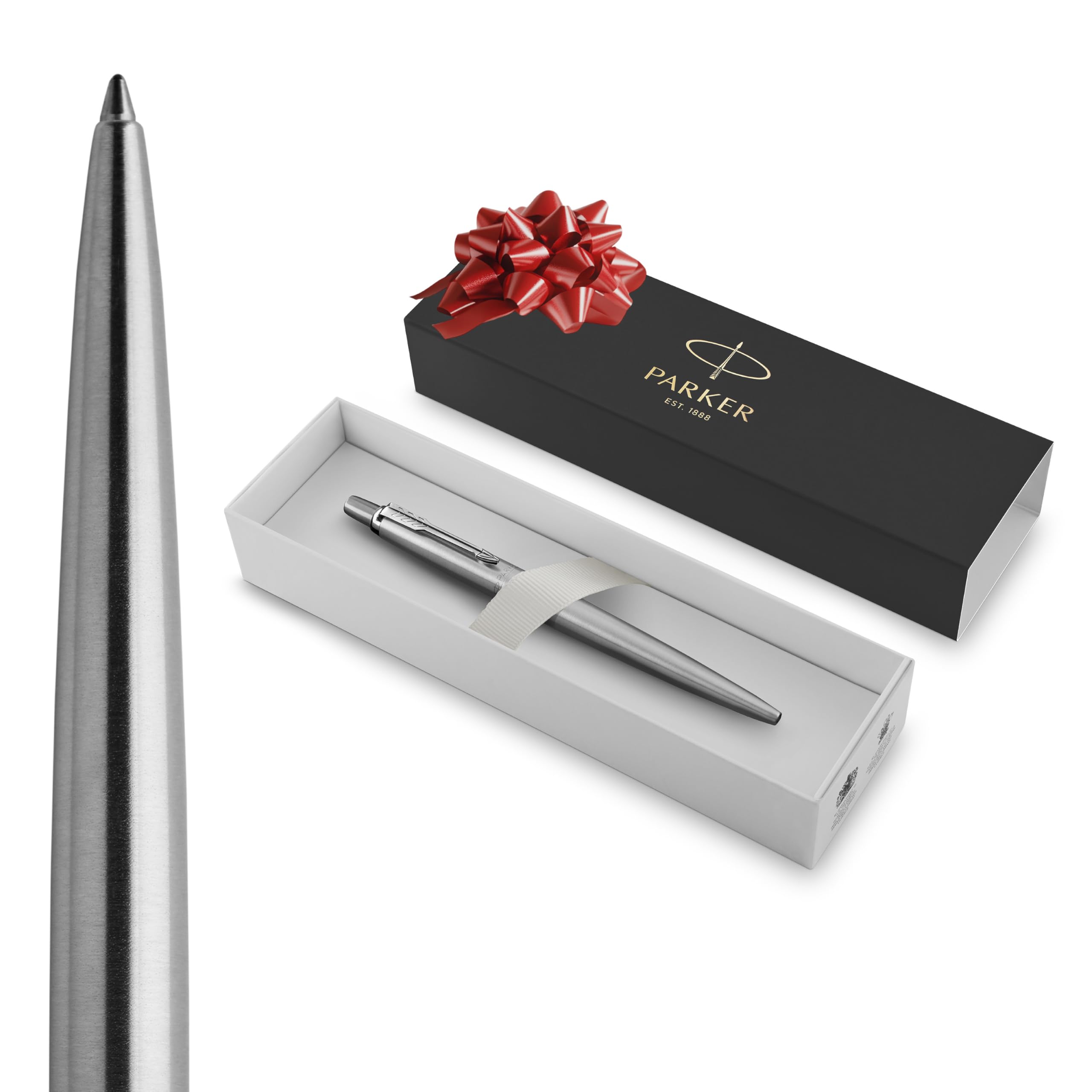 ParkerJotter Ballpoint Pen, Stainless Steel with Chrome Trim, Medium Point, Blue Ink - Smooth Writing, Sleek, Polished, Professional, Desk Essentials