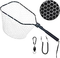 GOODCAT Folding Fly Fishing Net for Bass & Trout - Rubber Mesh Landing Net with Magnetic Release, Ultralight Portable Design