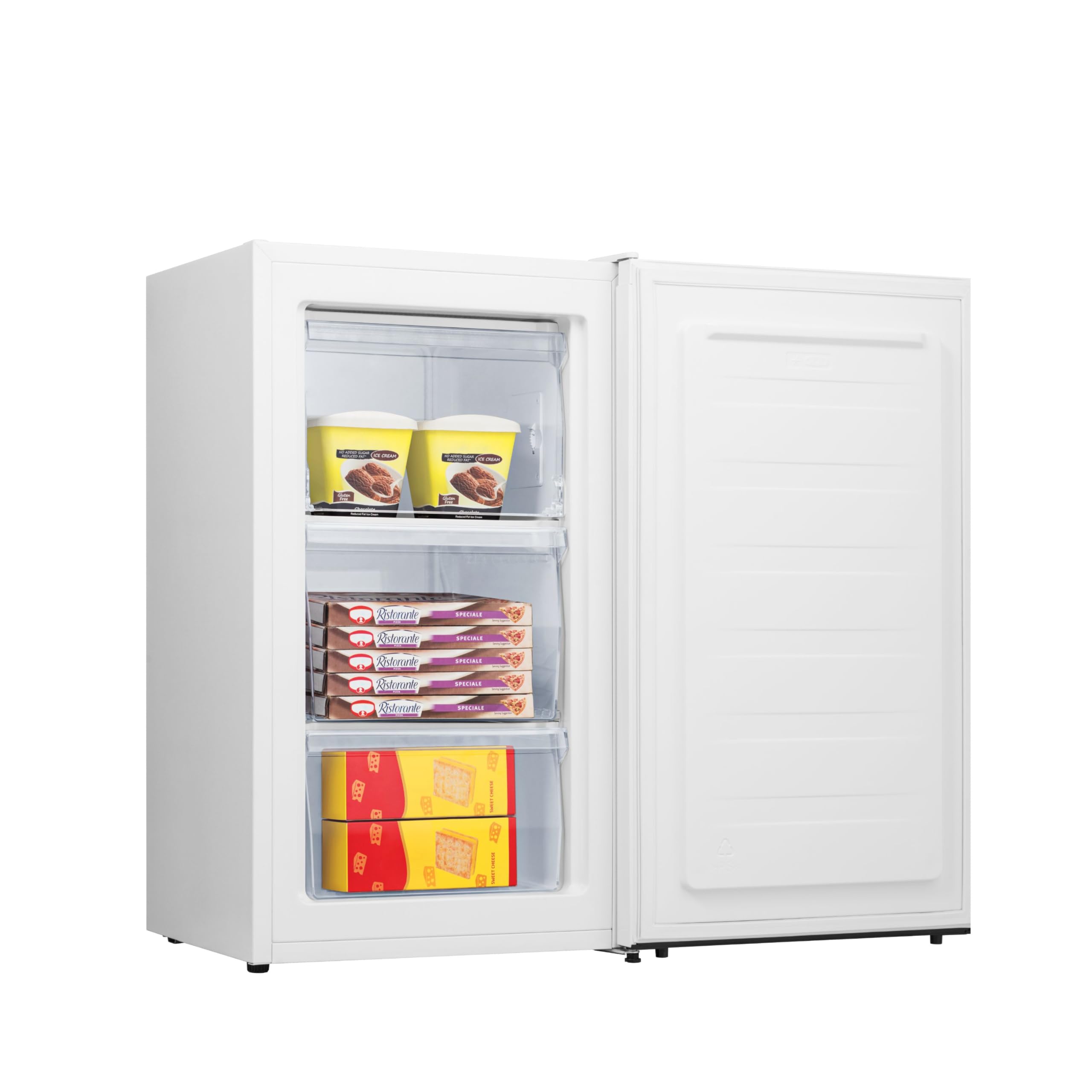 PKM GS61E Gefrierschrank 61 Liter Nutzinhalt | Weiß | Flüsterleise mit 38 dB | Wechselbarer Türanschlag | 4 Sterne Gefrierfach | Energieeffienzklasse E | Gefrieren | Freistehend
