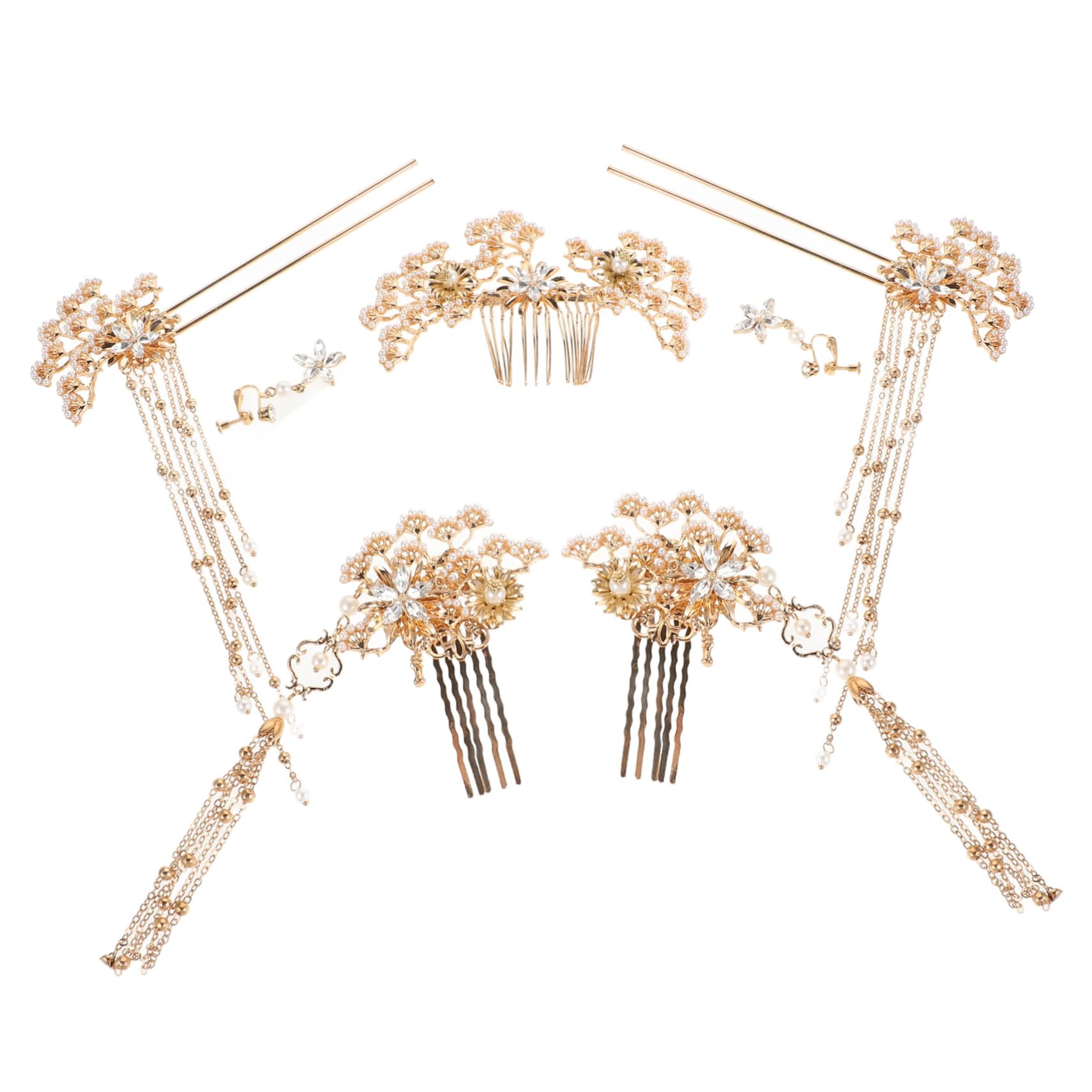 VICASKY 5 Stück Chinesische Perlen Haarstäbchen Traditioneller Brautschmuck mit Edlen Perlen Fein Verarbeitet Langlebig und Einfach zu Tragen Perfekter Haarschmuck für Traditionelle