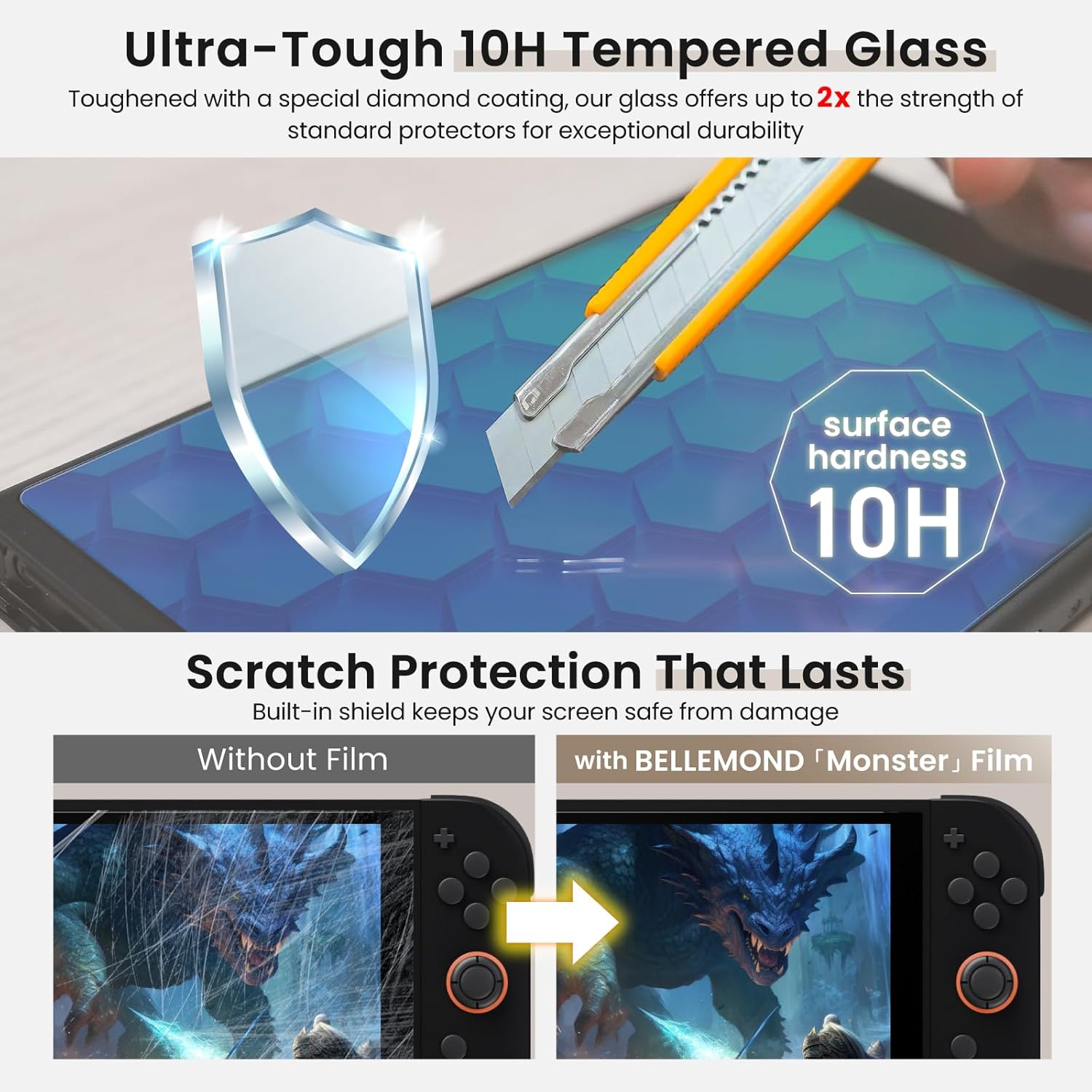BELLEMOND Tempered Glass Screen Protector for Nintendo Switch 2 (2025) | 2 Pack | 7.9” | Anti Blue Light Filter | EZ Guide Alignment Kit for Flawless Installation | 10H Hardness | Designed in Japan - Image 6