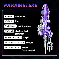 Vista 4 de Rompecabezas de metal 3D, rompecabezas de metal 3D de dinosaurio mecánico para adultos, serie Velociraptor, arte de decoración del hogar
