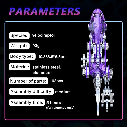 Miniatura 4 de Rompecabezas de metal 3D, rompecabezas mecánico de metal 3D de dinosaurio para adultos, serie Velociraptor, decoración del hogar, manualidades,