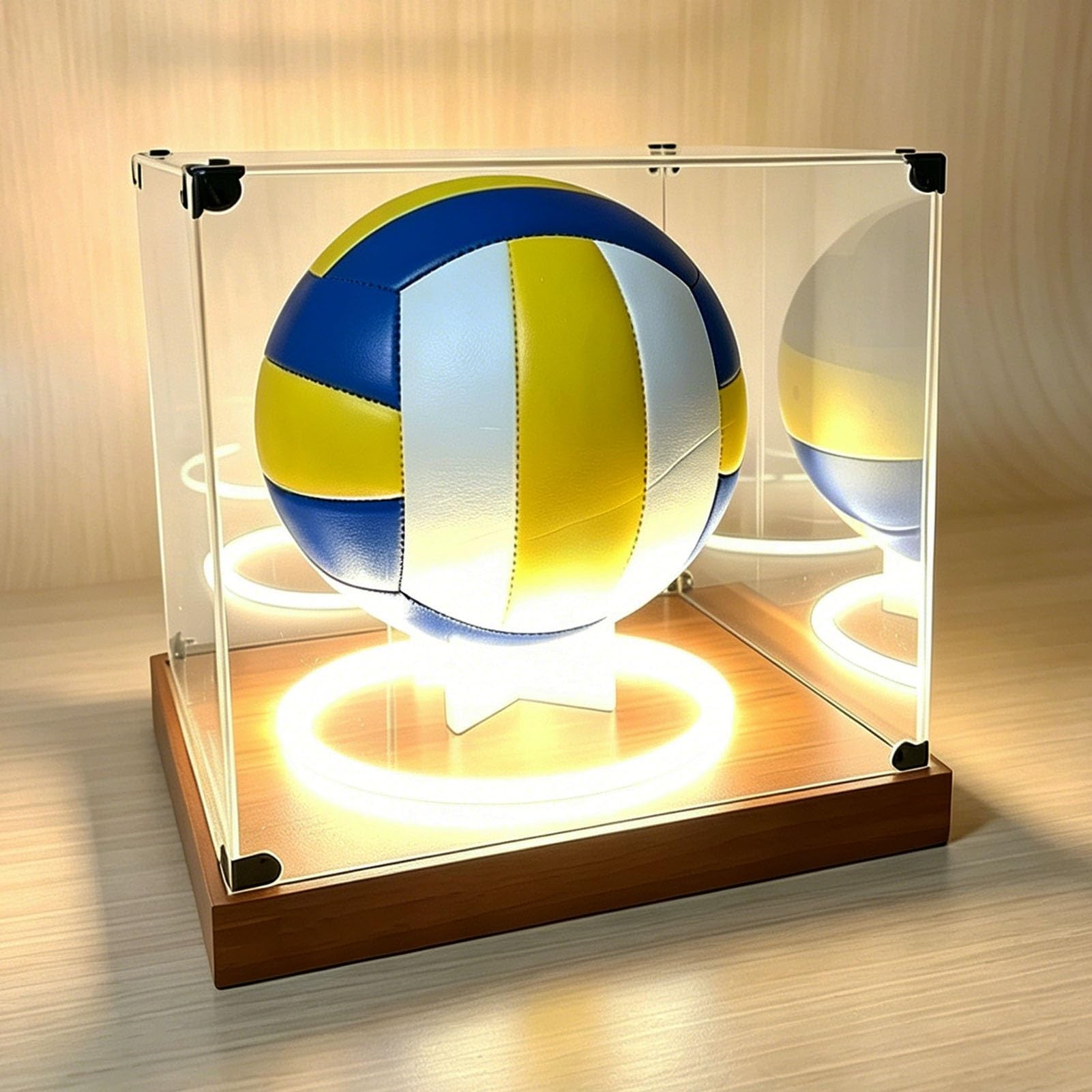 Akrylowa Gablota Lekkie, Przezroczyste Plastikowe Pudełko na Piłkę Nożną 22,3Cm, Kwadratowy Akrylowy Organizer do Piłki Ręcznej, Kostka do Przechowywania Piłek do Rugby(20x20xH20cm/8x8x8in)