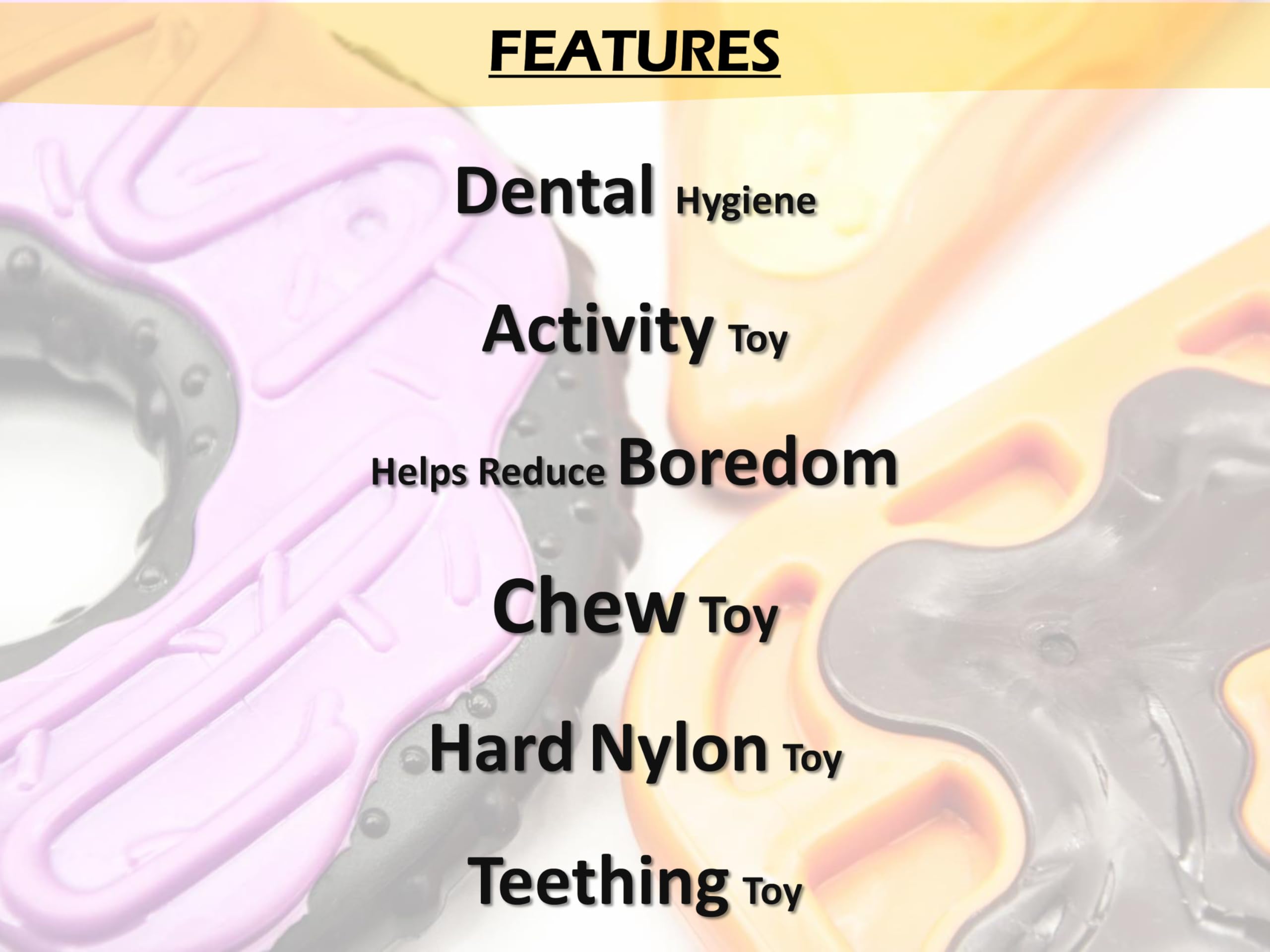 Petopedia Tough Dogs Toy, NYLON Chews, PIZZA, WAFFLE, DONUT Shape, Durable Dog Toys Indestructible, Boredom, Dental - Image 2