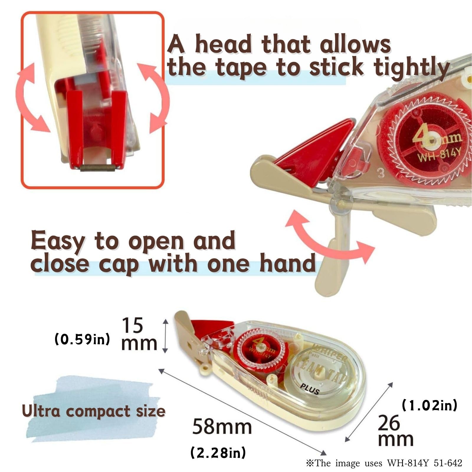 Whiper Lot De 3 Rubans Correcteurs Crème 2,5mm 4mm 6mm + Notes Adhésives