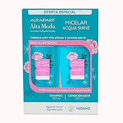 Alta Moda Pack Micelar Acqua Shine Shampo e Condicionador - Devolve a leveza, maciez - Brilho máximo - Para cabelos com raiz oleosa e pontas secas 300ml