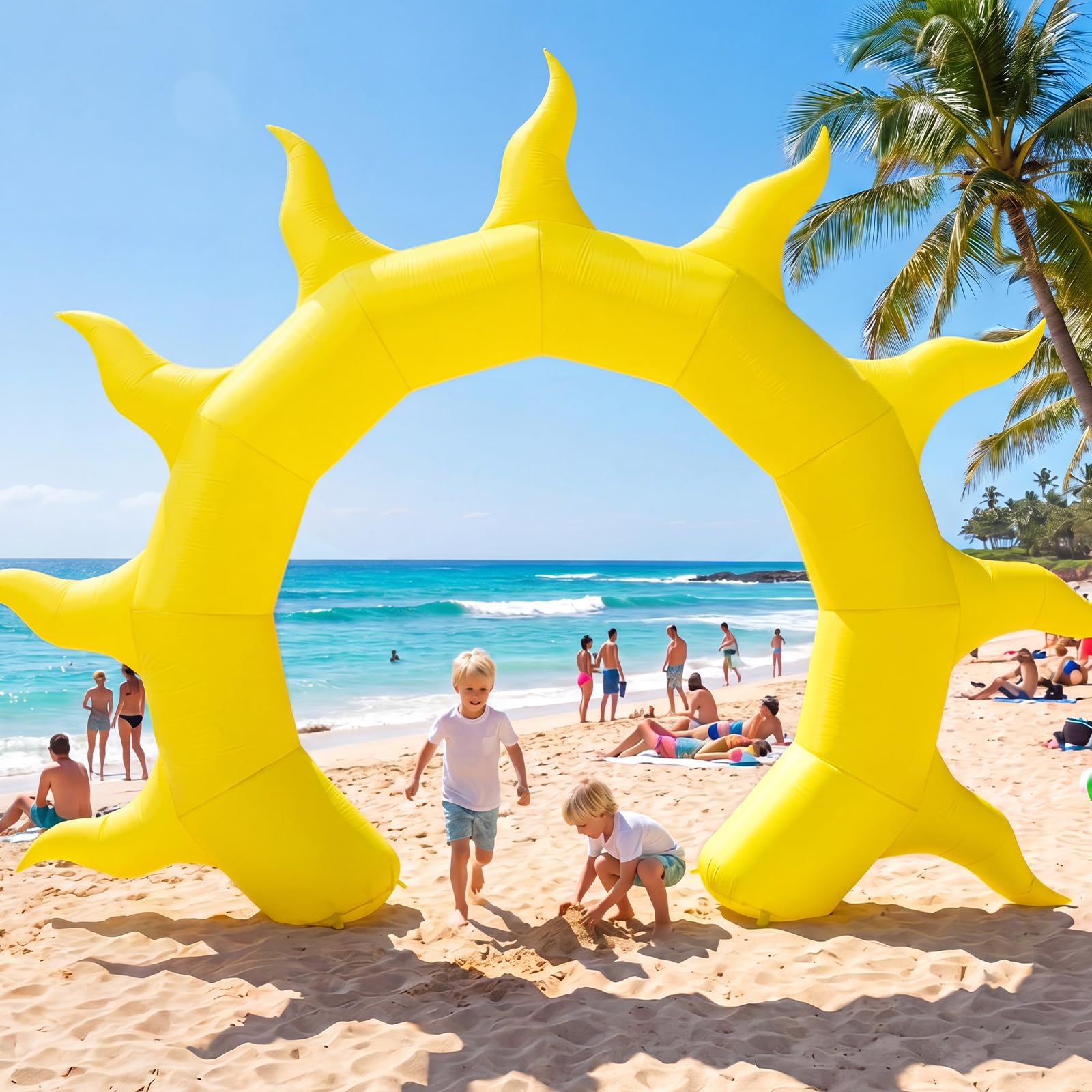 Seenelling Arco gonfiabile estivo da 3,5 m con luci a LED, decorazione gigante per baby shower, compleanno, festa in spiaggia in piscina e decorazione per giardino all'aperto