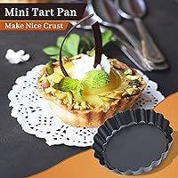 Vista 5 de Suice 12 mini sartenes para tartas, 4 pulgadas, negro, antiadherente, parte inferior extraíble, acero al carbono