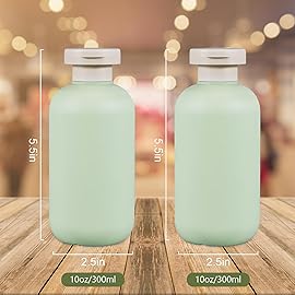 UMETASS 10oz Squeeze Bottles with Flip Cap, Refillable Plastic Travel Bottles for Creams, Lotion, Shampoo, Conditioner (2 Pcs)