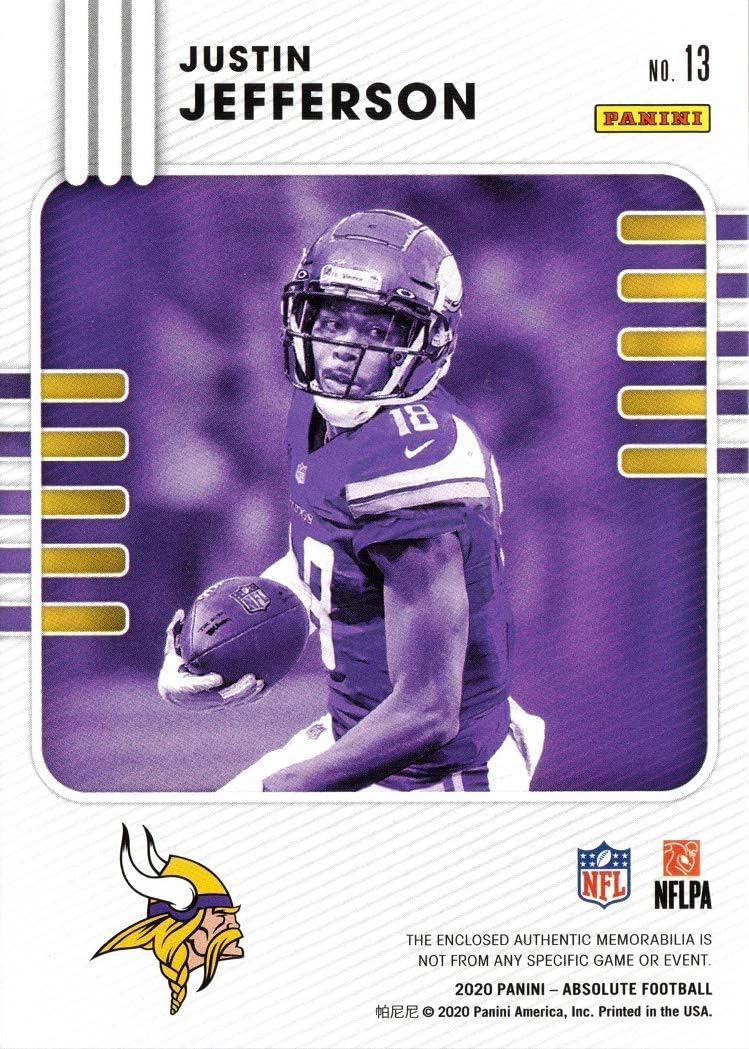 2020 Panini Absolute Rookie Materials Football #13 Justin Jefferson Jersey Card